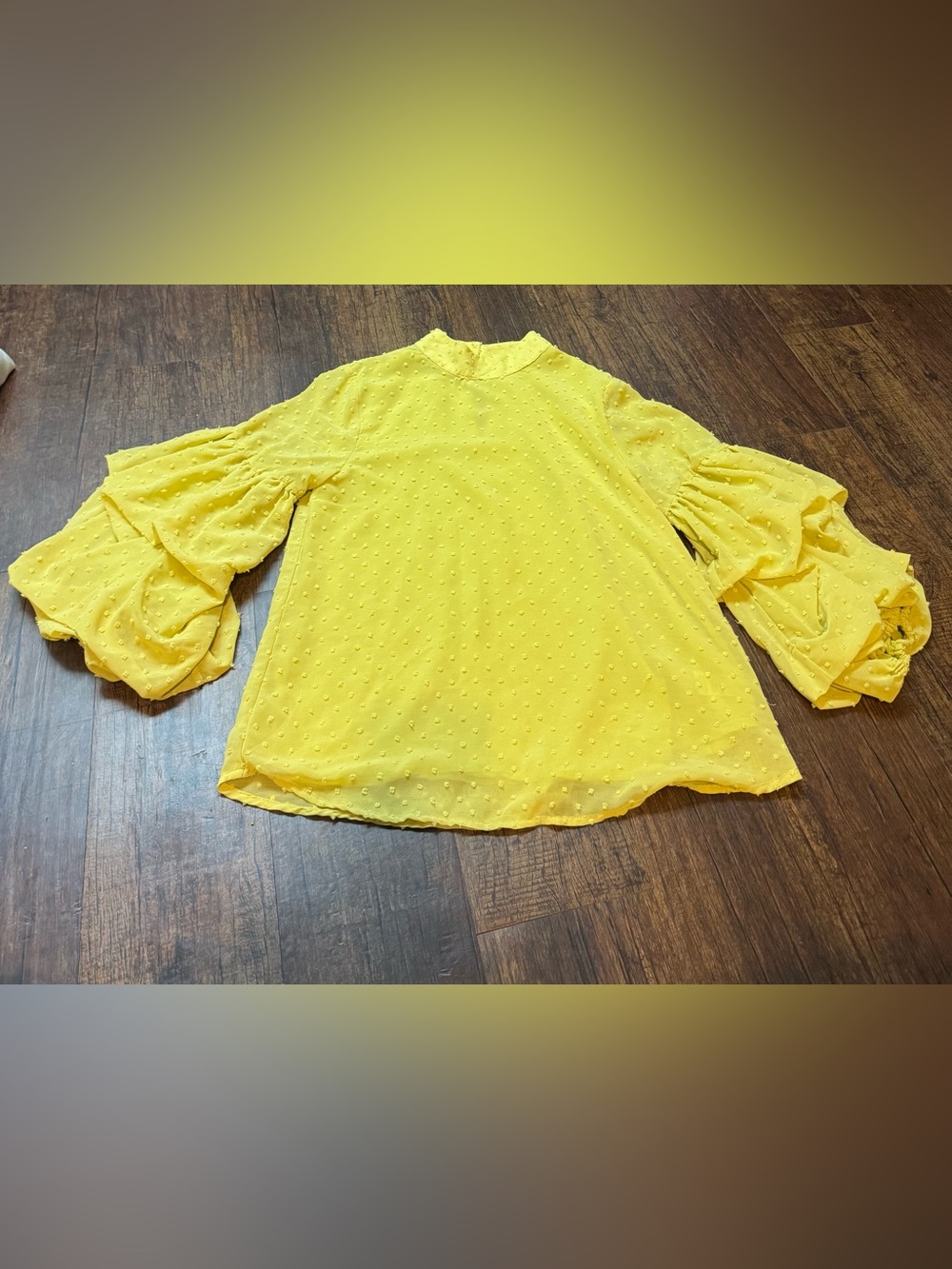 The Impeccable Pig Yellow Dot Ruffle Bell Sleeve Blouse